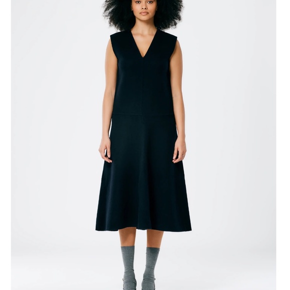 Tibi Dresses & Skirts - NWT Tibi Luxe Double Faced Wool Angora V-Neck Dress  |  Size 8  |  Navy